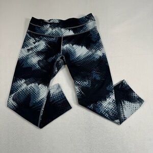 Athleta Electro Yoga Sonar Capri Leggings Womens Sz M Blue Black Stretch Pocket